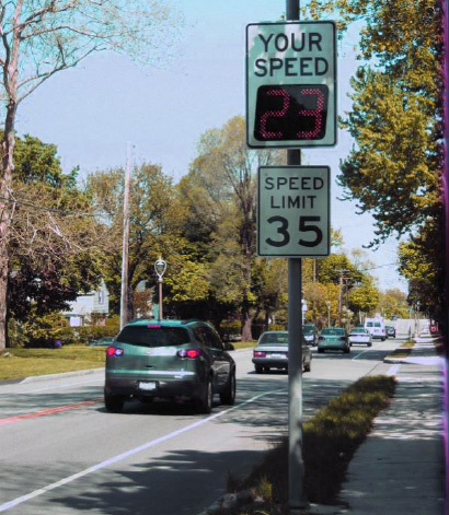 A digital speed sign. [Source: City of Rochester]