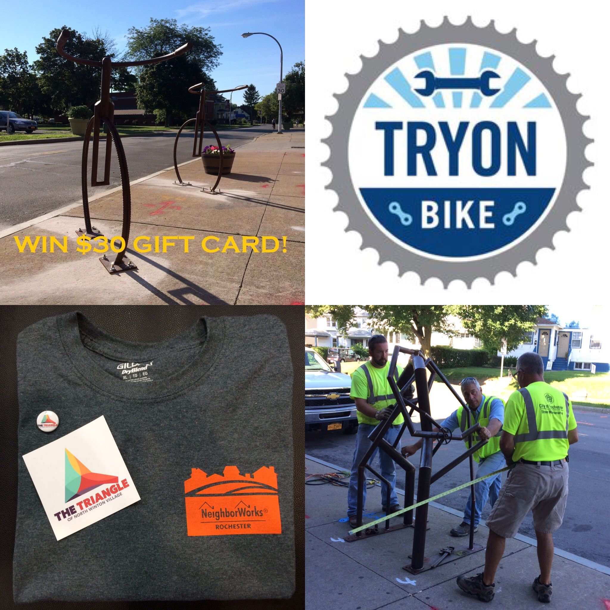 Win a $30 gift card to Tryon Bike. Simply take a picture of yourself and your bike at one of these racks, and upload to Facebook or Instagram.