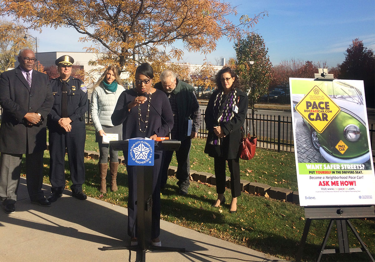 Rochester's Mayor Lovely Warren held a press conference today to announce the expansion of the Pace Car program citywide.