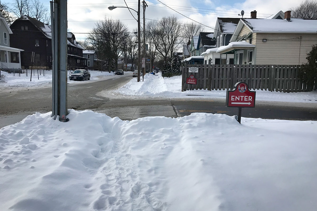 Winter sidewalk. Rochester NY.