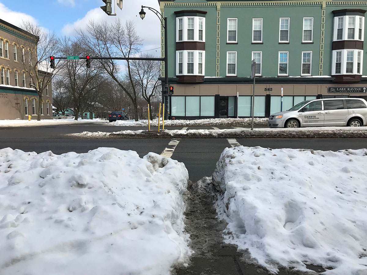 Winter sidewalk. Rochester NY.