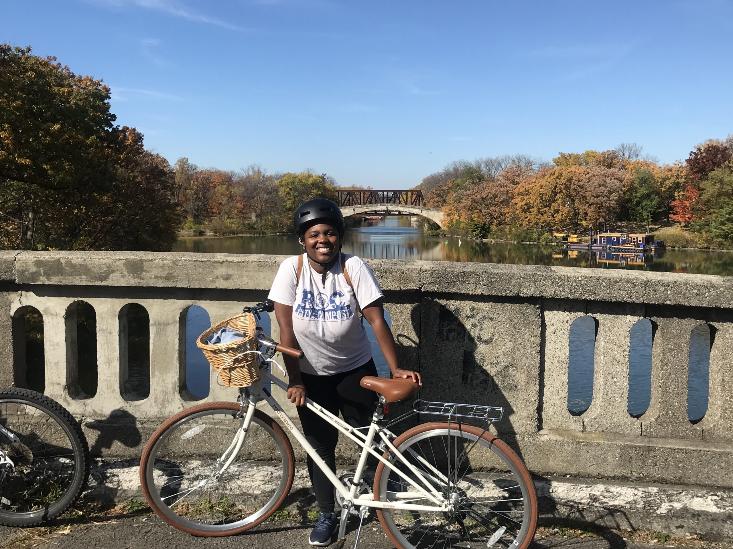 Jahasia with her bike at Genessee Valley Park